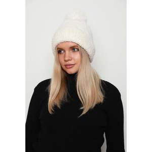 Berretto importato Luminos <span class=keywords><strong>Butik</strong></span> bianco foderato in lana con pompon BERE1136-White99 - Product Image 6
