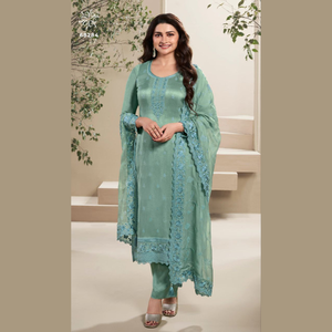 Presenting Exclusive Designer <b>Thread</b> Embroidered Dola <b>Silk</b> Heavy Party Wear Suit Collections Wholesale by Royal Export in Surat - Product Image 3