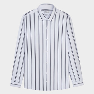 Camisa de Vestir a Rayas de Verano para Hombre Aristino, Cuello Mao, Bordada, Antiarrugas, Transpirable, ALS1860Z, Precio de Mayoreo - Product Image 1