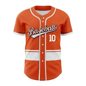 Servicio OEM, Diseño de Camisetas de Béisbol para Hombre, Nueva Moda, 100% Poliéster, Venta al Por Mayor, Color Naranja, Camisetas Deportivas para Equipos de Fútbol - Product Image 1