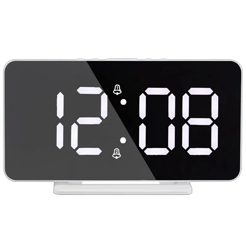 Özel mevcut yatak odası sıcaklık kızdırma ayna takvim 24-Hour göstergesi USB güç dijital masa saati ev için