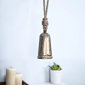 Vintage Metal Bell Pendant with Natural <b>Rope</b> <b>Chain</b> Elegant Handcrafted Necklace for Unique Boho Style Jewelry - Product Image 4