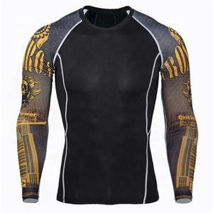 Camiseta de Compresión para Hombre, para MMA, Entrenamiento de Grappling, Costuras Elásticas en Cuatro Direcciones, Tejido Transpirable que Absorbe la Humedad, Antibacteriano - Product Image 5