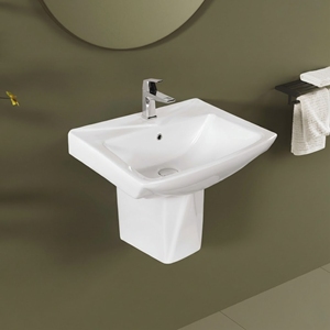 Juego de Lavabo Trigon con Pedestal, Moderno, de Cerámica, de Dos Piezas, para Uso en Villas y Hoteles - Product Image 3