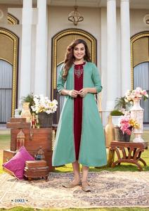 Nouveau chino en viscose avec broderie et Khalid work kurti avec ensembles haussement d'épaules pour femme - Product Image 6