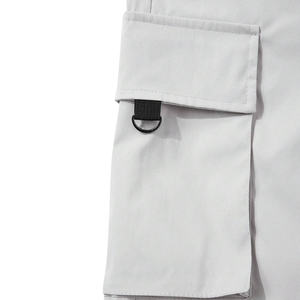 Custom Mens Light Gray Cargo Jogger Pants Elastic Waist Drawstring Multi Pocket Casual Utility Straight Leg Work Trousers - Product Image 4