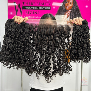 วิกต่อผมมนุษย์100% ผมมนุษย์เรียงตามแนวได้ปรับแต่งได้สำหรับผมต่อแบบหยิกของพิกซี่ - Product Image 1