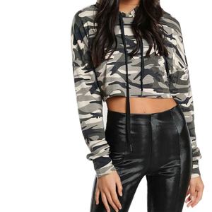 Sudadera con capucha de gran tamaño recortada alta personalizada para mujer, Top corto con capucha para mujer, sudadera informal de invierno, sudaderas recortadas de punto - Product Image 1