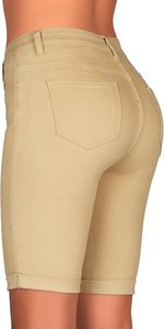 Shorts de Mezclilla de Cintura Alta para Mujer, Holgados, Transpirables, Lavados, Suaves, Elásticos, de Algodón, para Uso Casual de Verano, Estilo Urbano Moderno - Product Image 5
