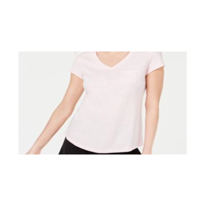 T-shirt da donna Maison Jules rosa 100% cotone scollo a V vestibilità slim taglia 2XL con taschino, traspirante, leggera, lunghezza crop, in jersey - Product Image 2
