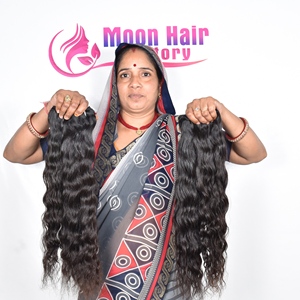 Paquete de cabello humano natural alineado con cutícula 100%, venta al por mayor en fábrica, extensiones de cabello natural de proveedor indio a la venta por exportación - Product Image 1