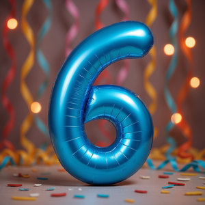 Palloncini Numero Party Love Blu N6 80cm Confezione da 12 Pezzi - Product Image 3