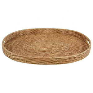 Bandeja de servicio de mimbre de bambú de lujo al por mayor artículo decorativo para el hogar de la mejor calidad con asas estándar superior para servir y almacenar - Product Image 4