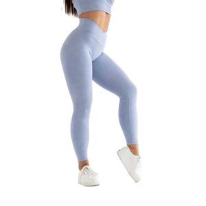 Pantalones de entrenamiento deportivos personalizados para mujer, mallas de Yoga con cintura cruzada y levantamiento de glúteos, mallas deportivas con cintura cortada en V cruzada para mujer - Product Image 2