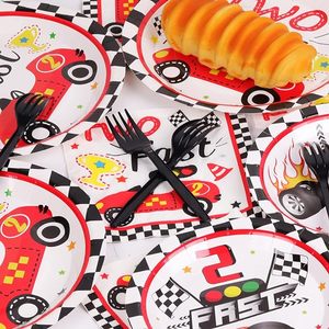 Deux assiettes et serviettes rapides Décorations de fête de voiture de course Sports de course Thème Deux rapides Enfants Garçons Fournitures d'<span class=keywords><strong>anniversaire</strong></span> Faveurs - Product Image 2