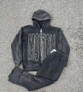 Survêtement de sororité grecque, ensemble personnalisé de sweat-shirt et de pantalon de survêtement noir, tenue streetwear tendance, vêtements de sport décontractés pour hommes et femmes - Product Image 1