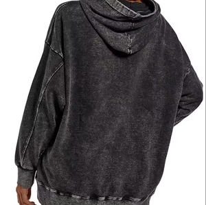 Vente en gros de sweat à capuche surdimensionné délavé à l'acide pour hommes lourd 100% coton confortable sweat à capuche délavé vintage avec broderie pour l'automne - Product Image 5