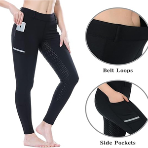 Mallas de montar a caballo personalizadas de alta calidad, pantalones de montar para mujer, pantalones de compresión ecuestres de silicona de cintura alta - Product Image 4