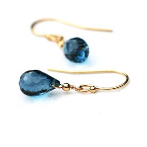 Beautiful Vintage Design London Blue Topaz <b>Quartz</b> Sterling Silver Waterproof 18k Gold Plated Dainty Teardrop Wedding Party - Product Image 6