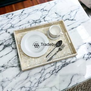 Bandeja con incrustaciones de nácar moderna hecha a mano de Tradebyd Bandeja decorativa de lujo de calidad superior para el hogar y el regalo - Product Image 1