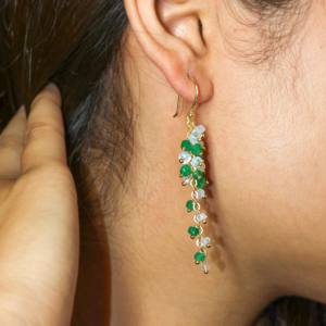 Pendientes Largos de Plata de Ley 925 con Cuentas y Piedras Preciosas para Mujer, Hechos a Mano, con Piedras de Nacimiento, para Regalo de Boda o Fiesta - Product Image 2