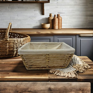 Cesta Rectangular Multifuncional de Jacinto de Agua con Forro de Tela para Guardar Pan, Origen Vietnam - Product Image 6