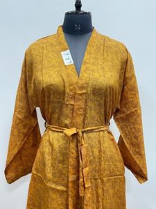 Kimono de Seda India Vintage con Cinturón, Túnica Larga para Mujer, Ropa de Dormir, para Damas de Honor, Maternidad, Estilo Bohemio, Bata de Baño, Vestido de Verano Suave - Product Image 3