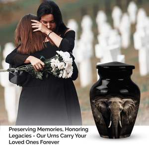 Portrait d'éléphant urnes de crémation en acier inoxydable foncé pour cendres urne humaine adulte mâle pour cendres pour femmes urne de taille personnalisée - Product Image 3