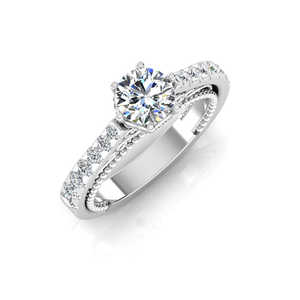 Anillo de compromiso de moissanita con halo oculto estilo catedral antiguo - Product Image 3