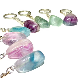 Porte-clés en cristal de haute qualité, fluorite polie, pierre naturelle, cadeaux pour femmes, grossiste en porte-clés - Product Image 6