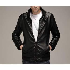 Chaqueta Clásica de Invierno para Hombre, de Cuero PU Suave, Impermeable, de Secado Rápido, Estilo Urbano, Cuello Alto, Diseño de Lona - Product Image 1