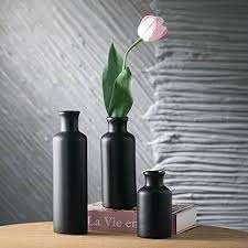 Vase à fleurs en aluminium avec revêtement en poudre noire pour la décoration de la maison, mariage, Noël et occasions spéciales, baptême, anniversaire - Product Image 2