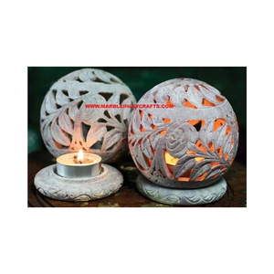 Best Manufacturer And Supplier Of Natural Soapstone <b>Tea</b> Light Candle Holder In Round Shape For Home And Hotel Decoration Purpose - Product Image 1