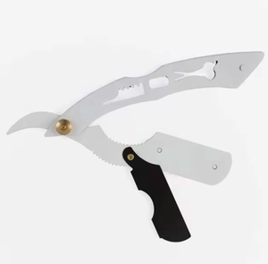 Rasoir manuel professionnel en acier inoxydable rasoir de sécurité à bord droit conception pliable jetable pour les soins personnels coupe-barbier - Product Image 5