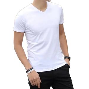 Camiseta de Verano para Hombre, Moderna, de Manga Corta, Cuello en V, Blanca, Tejido de Alta Calidad, Algodón Puro, Informal - Product Image 1