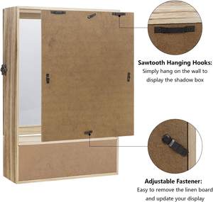 Vitrine de boîte d'ombre en bois avec dos en ligne souple, verre résistant aux éclats et tiroir pour l'affichage - Product Image 3