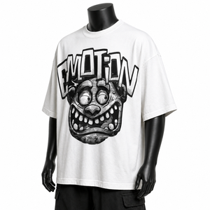 Custom Oversized <b>White</b> Graphic T Shirt Cotton Streetwear Typography Print Drop Shoulder <b>Tee</b> Wholesale Apparel - Product Image 3