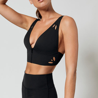 Ensemble de soutiens-gorge de sport pour femmes grandes tailles en Spandex/Polyester durable, avec logo personnalisé sur le devant, écologique, respirant, séchage rapide, sans armatures
