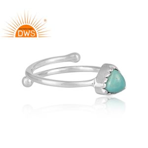 Latest Design Fine Sterling Silver Natural Arizona Turquoise Gemstone <b>Adjustable</b> <b>Ring</b> Jewelry Manufacturer - Product Image 3