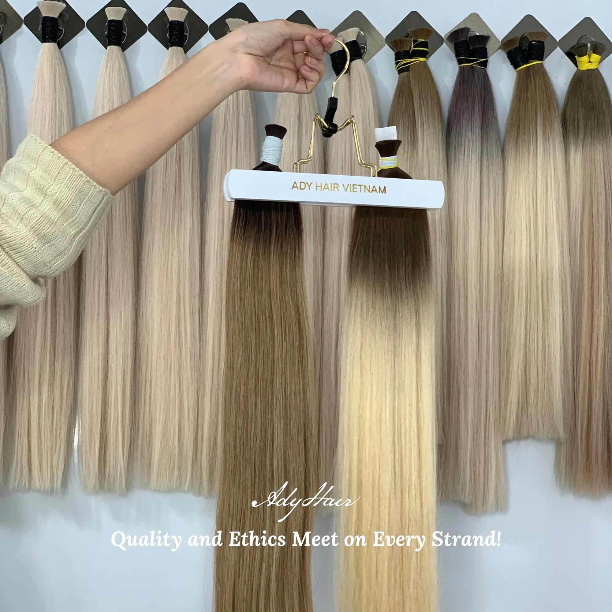 BULK Vietnamese Human Hair Extensions ADY Factory Manufacturer unprocessed 100% natural hair wholesale price light colors