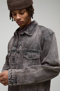 Veste en jean épaisse décontractée rétro pour homme, broderie vintage, coupe-vent et respirante, délavage foncé, style streetwear, directement de l'usine OEM - Product Image 4