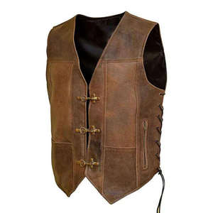 High Quality Plus Size <b>Men's</b> Brown Wax CowHide <b>Leather</b> Vest Canvas Winter <b>Waistcoat</b> Waterproof Quick Dry Windproof Fashion - Product Image 2