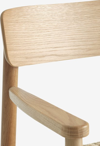 Sillón moderno de roble con asiento de cuerda tejida - Product Image 4