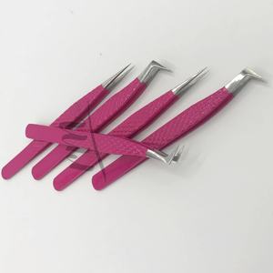 RMI Purple Powder Coated / Silver Tip Pinzas para pestañas de punta de Espinilla de acero inoxidable de alta calidad 45 Volumen de bota regular - Product Image 6