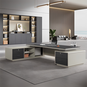 Juego de Escritorio y Silla Ejecutiva de Lujo, Escritorio Moderno para CEO o Jefe, Escritorio Grande para Gerente con Mueble Lateral - Product Image 4