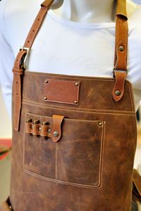 High Quality <b>Waterproof</b> Leather <b>Apron</b> for Men & Women Personalized Customizable BBQ Woodworking Chefs Model LPN-0083B - Product Image 5