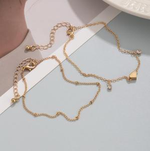 Conjunto de Tobilleras de Moda para Mujer, de Aleación, con Dos Piezas, Cristales y Flecos en Forma de Corazón, Gran Venta - Product Image 6