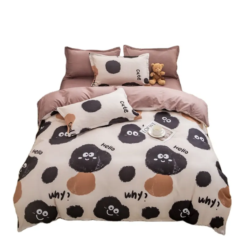 Grosir selimut penutup aktif katun poliester kartun Lefu penutup seprai kasur mewah kualitas tinggi 4 buah Set tempat tidur