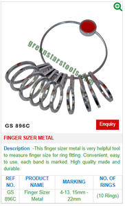 Finger <b>Sizer</b> Metal GS 896C Jewelry Tools for Jewellery Tools - Product Image 2