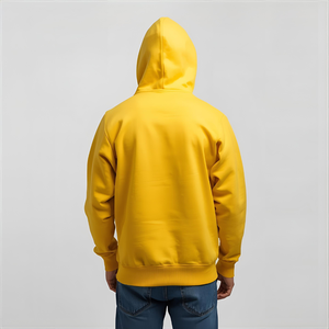 เสื้อสเวตเตอร์ผ้าฟลีซมีฮู้ดสีเหลืองสดใสใส่สบายและมีตัวเลือกสินค้าตราโรงงาน - Product Image 4